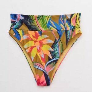 Aerie High Cut Cheeky Bikini Bottom - Tropical Floral